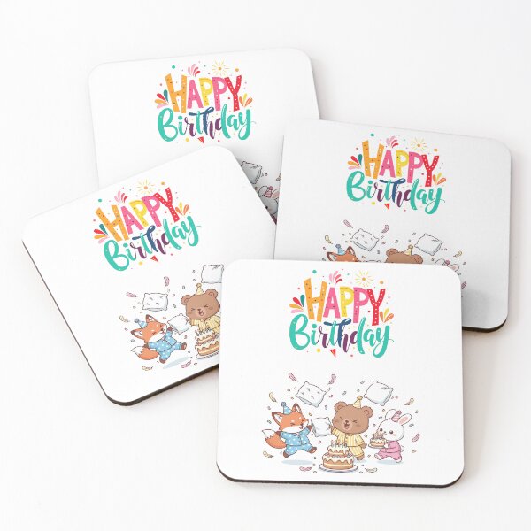 Item preview, Kawaii Birthday Sleepover: Pillow Fight with Fox, Bear, and Bunny designed and sold by DibuHumor.