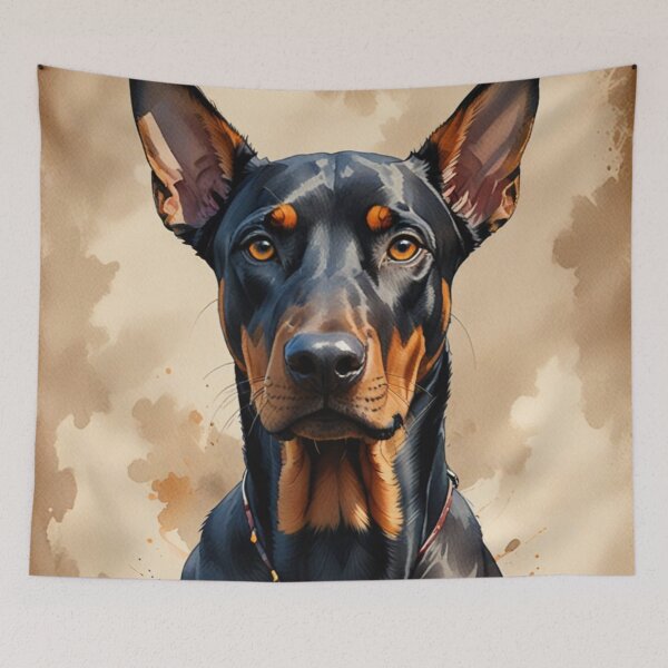 Item preview, Doberman Portrait with Warm Background designed and sold by Wags & Tails.