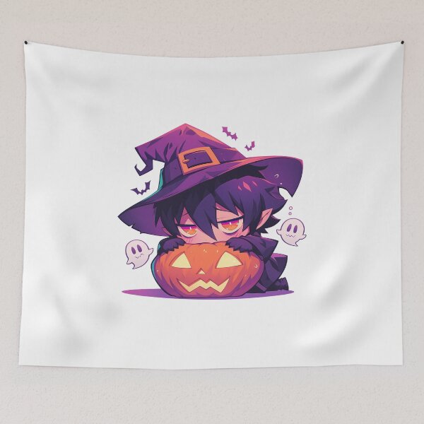 Item preview, Mephisto Pheles Blue Exorcist Halloween Witch Pumpkin Chibi Anime Boy designed and sold by earlobejerk.
