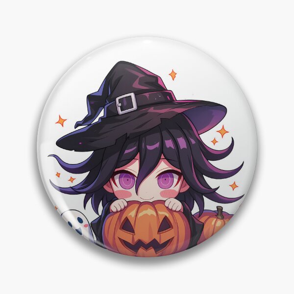 Item preview, Kokichi Ouma Danganronpa Halloween Pumpkin Witch Dark Purple Cute Kawaii Chibi Anime designed and sold by earlobejerk.
