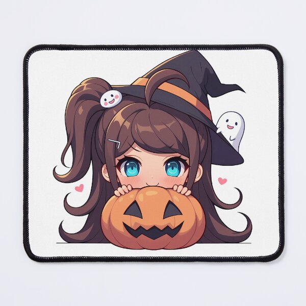 Item preview, Aoi Asahina Danganronpa Halloween Pumpkin Witch Brown Blue Cute Kawaii Chibi Anime Girl designed and sold by earlobejerk.