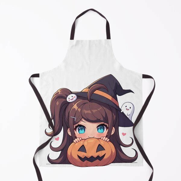 Item preview, Aoi Asahina Danganronpa Halloween Pumpkin Witch Brown Blue Cute Kawaii Chibi Anime Girl designed and sold by earlobejerk.