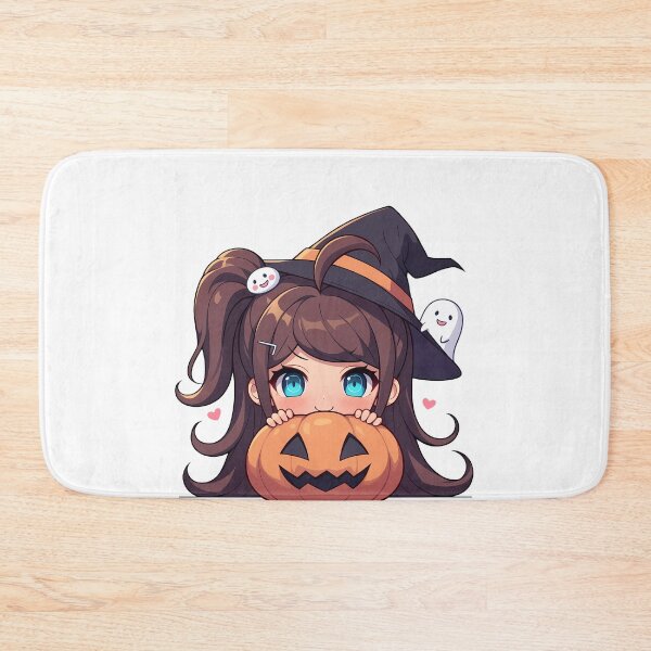 Item preview, Aoi Asahina Danganronpa Halloween Pumpkin Witch Brown Blue Cute Kawaii Chibi Anime Girl designed and sold by earlobejerk.