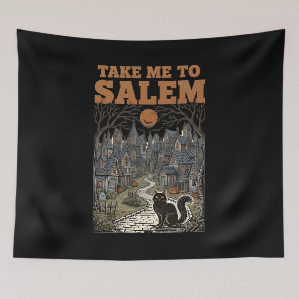 Item preview, Take Me to Salem Shirt – Witch City Halloween Black Cat Vintage Tee designed and sold by krehlizeten.