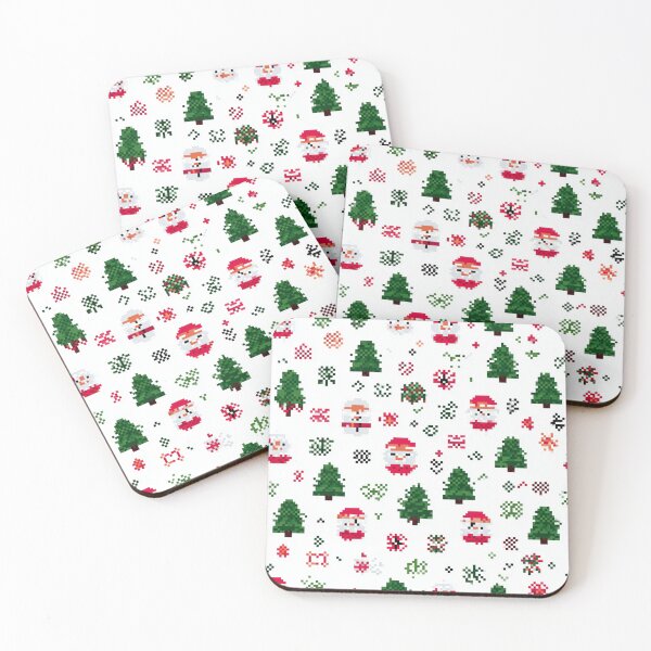 Item preview, Festive Pixelated Christmas Pattern With Santa, Trees, Snowflakes And Gifts For Holiday Decor designed and sold by KanDa-Shop.