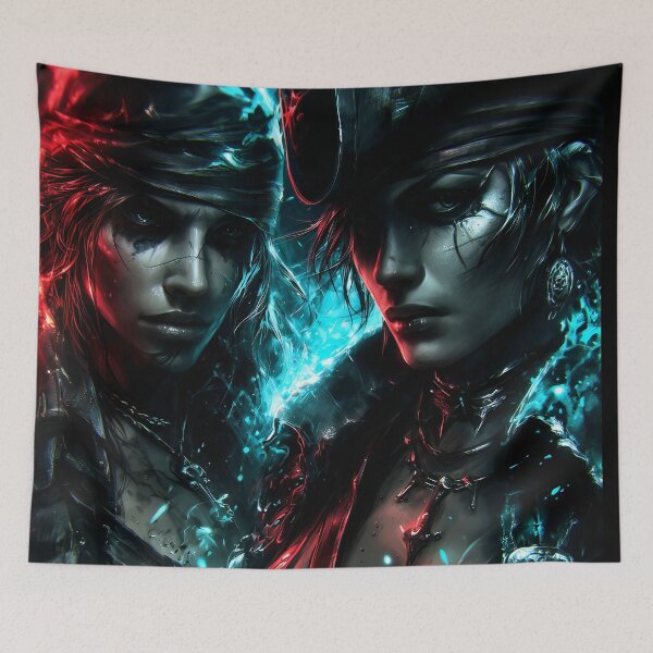 Item preview, Cursed Pirate Queens – Dark Fantasy Ghost Pirates Artwork designed and sold by Skolyak.