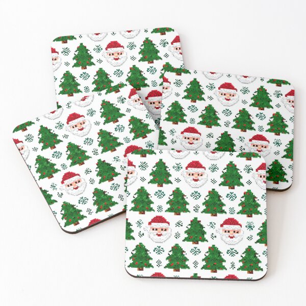 Item preview, Pixelated Santa Claus and Christmas Tree Pattern for Holiday Themed Stock Imagery Background Seamless Pattern designed and sold by KanDa-Shop.