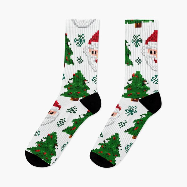 Item preview, Pixelated Santa Claus and Christmas Tree Pattern for Holiday Themed Stock Imagery Background Seamless Pattern designed and sold by KanDa-Shop.