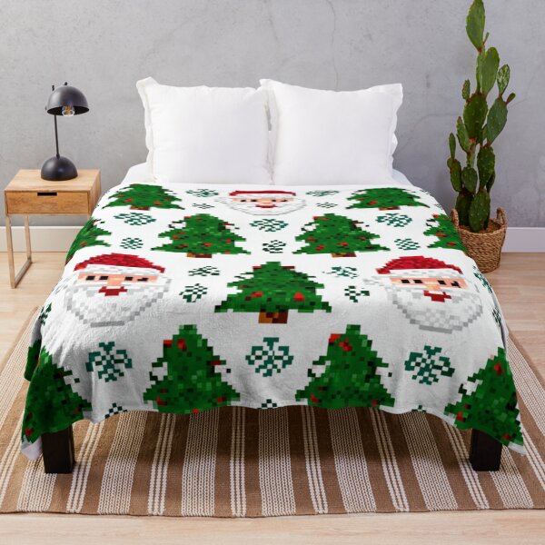 Item preview, Pixelated Santa Claus and Christmas Tree Pattern for Holiday Themed Stock Imagery Background Seamless Pattern designed and sold by KanDa-Shop.