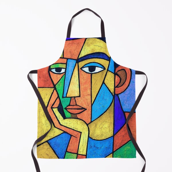 Item preview, Colorful cubist portrait of a pensive man designed and sold by arteopolis.