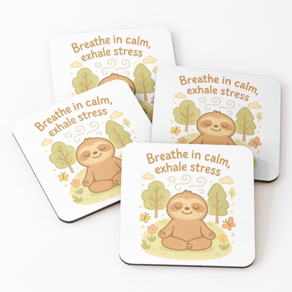 Item preview, Breathe In Calm Exhale Stress | Cute Meditating Sloth Mindfulness Design designed and sold by inkoutninja.