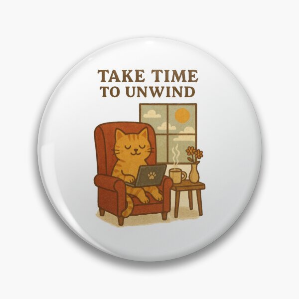 Item preview, Take Time to Unwind | Cozy Cat Self-Care Laptop & Coffee Design designed and sold by inkoutninja.