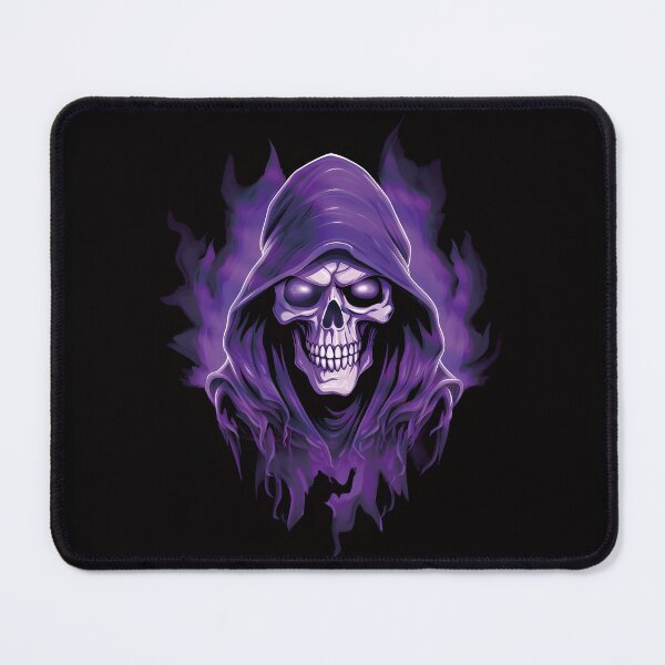 Item preview, Grim Reaper Skull in Purple Flames – Dark Gothic Halloween Art designed and sold by kaleevfidonea.
