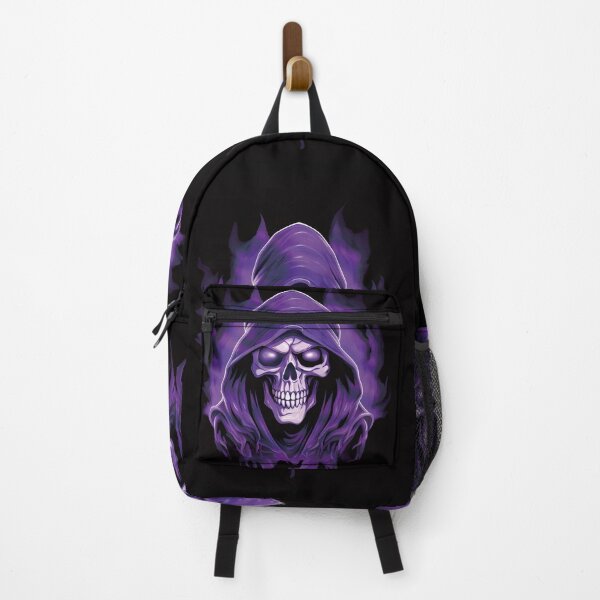 Item preview, Grim Reaper Skull in Purple Flames – Dark Gothic Halloween Art designed and sold by kaleevfidonea.