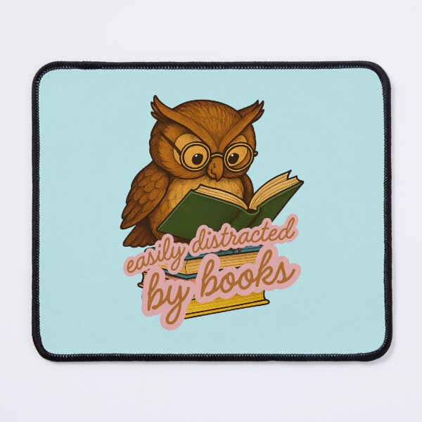 Item preview, Easily Distracted by Books (and owls) designed and sold by OffTheCuffPrints.