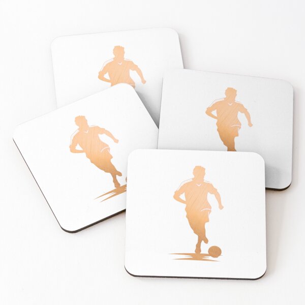 Item preview, Soccer player wearing Orange and white strips jersey in a playground dribbling with football designed and sold by Aariq.