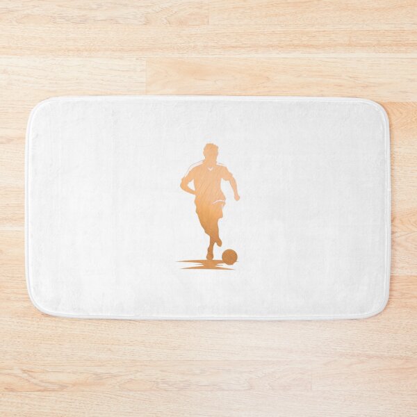 Item preview, Soccer player wearing Orange and white strips jersey in a playground dribbling with football designed and sold by Aariq.