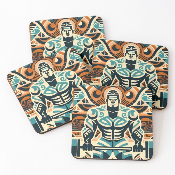 Item preview, Art Deco Tribal Power Bodybuilder Weightlifting Design designed and sold by UXVisionCraft28.