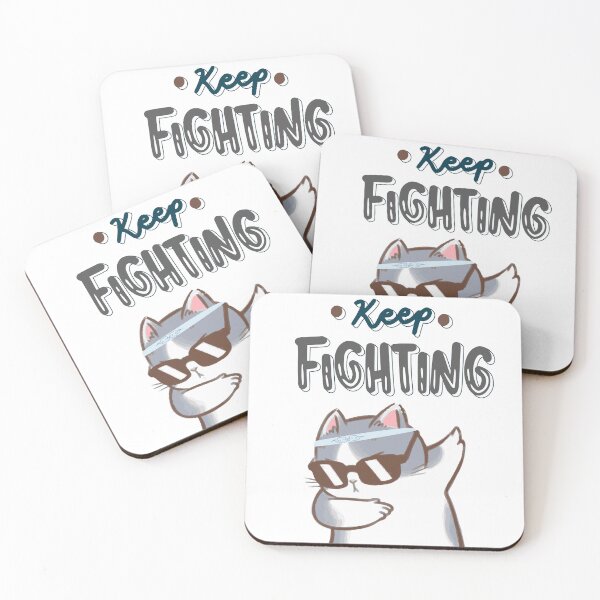 Item preview, Keep Fighting Motivational Cat Art designed and sold by Happyfreedom.
