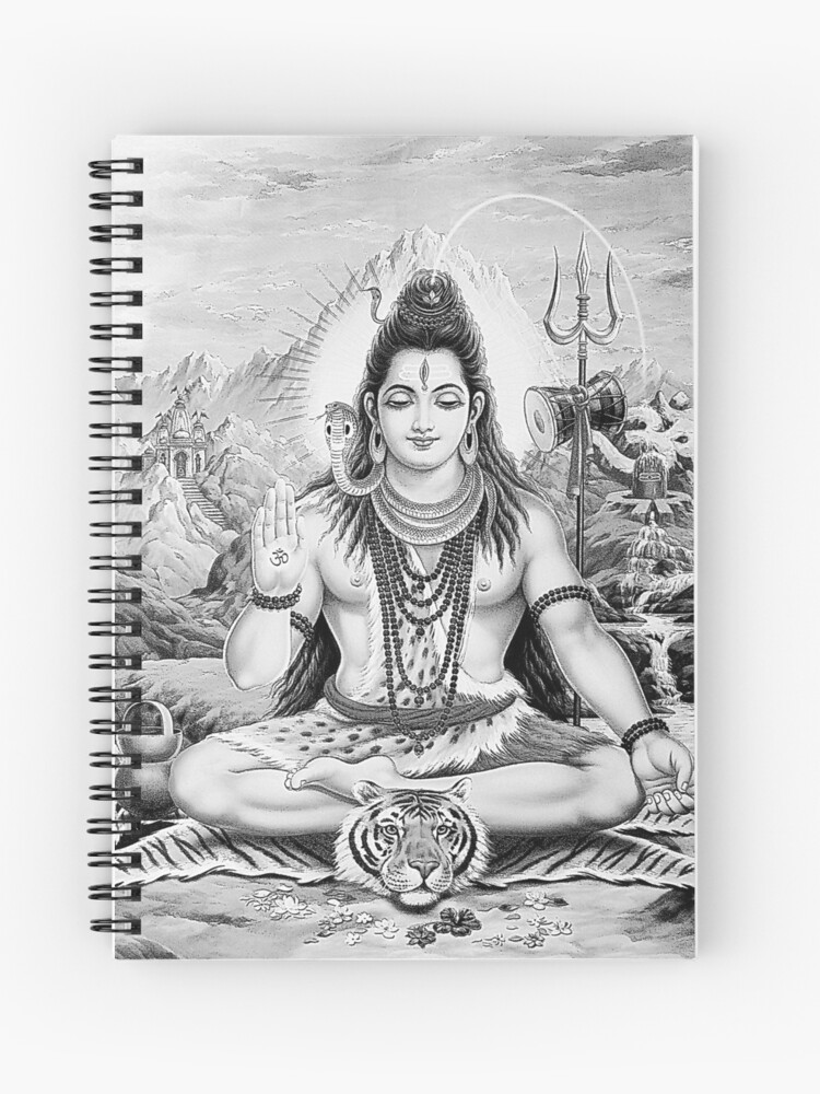 Lord Shiva Monochrome Sketch Spiral Notebook By Ianearthcore