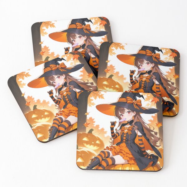 Item preview, Kawaii Anime Witch Girl: Halloween Pumpkin Aesthetic designed and sold by S-Viirgo.