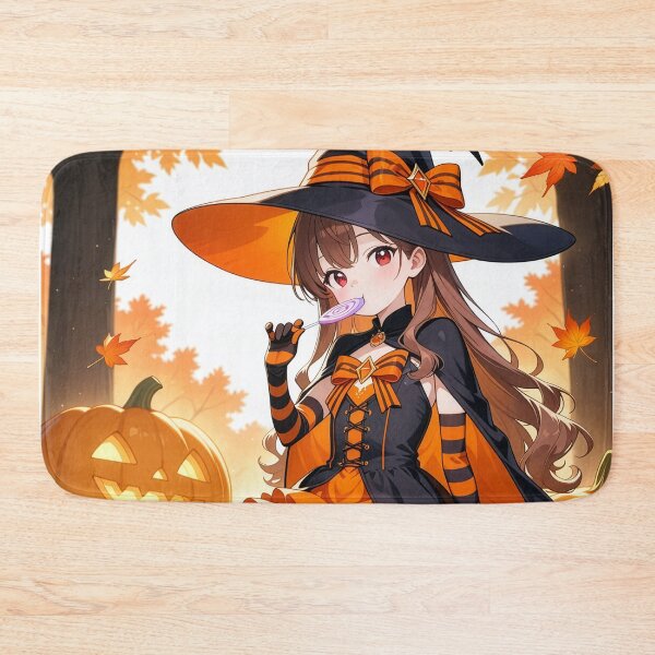 Item preview, Kawaii Anime Witch Girl: Halloween Pumpkin Aesthetic designed and sold by S-Viirgo.