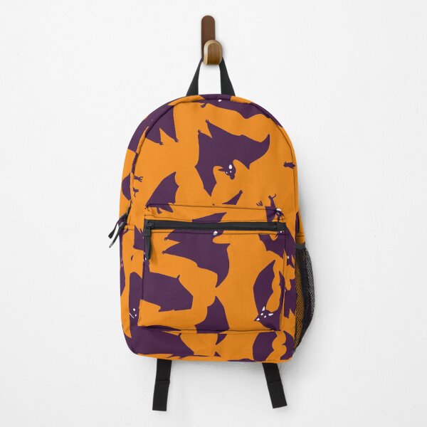 Item preview, Halloween Throw Blanket with Flying Purple Bats on Orange Background – Spooky Gothic Pattern designed and sold by FestivityFinds.