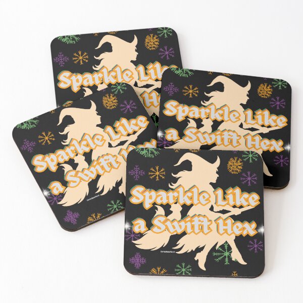 Item preview, Sparkle Like a Swift Hex – Witch Silhouette with Rune Snowflakes in Orang designed and sold by CarmaQuanTarot.