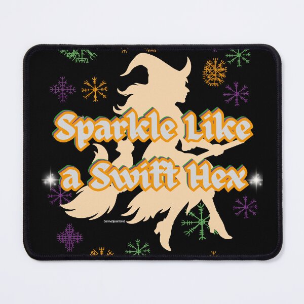 Item preview, Sparkle Like a Swift Hex – Witch Silhouette with Rune Snowflakes in Orang designed and sold by CarmaQuanTarot.