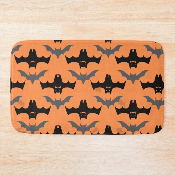 Item preview, Halloween Wall Tapestry with Large Black and Gray Bat Pattern on Orange Background – Spooky Gothic Home Decor designed and sold by FestivityFinds.