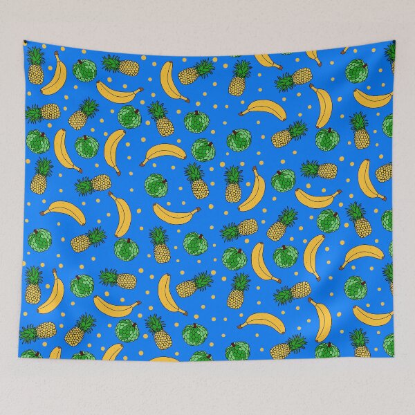 Item preview, Abstract Tropical Fruits Pattern | Banana, Custard Apple & Pineapple fruit design designed and sold by Swati's Digital Den.