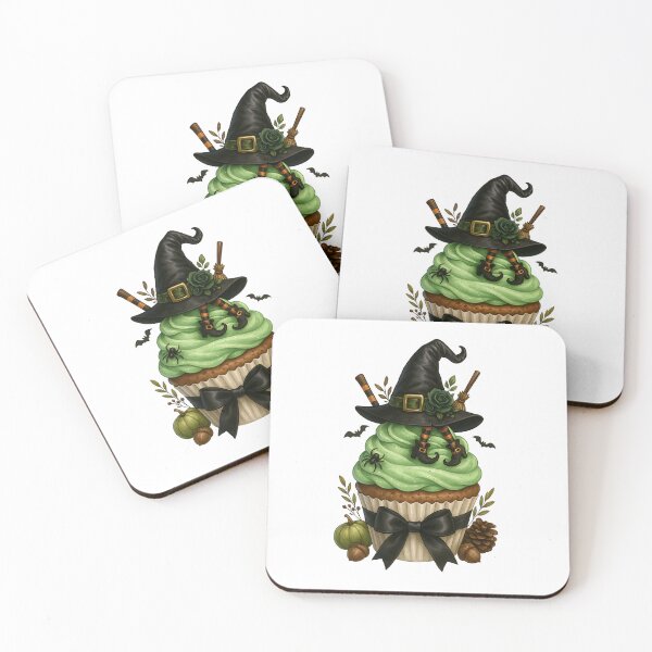 Item preview, Witch Hat Halloween Cupcake with Green Frosting – Spooky Cute Dessert Aesthetic designed and sold by Sixtinebzh.