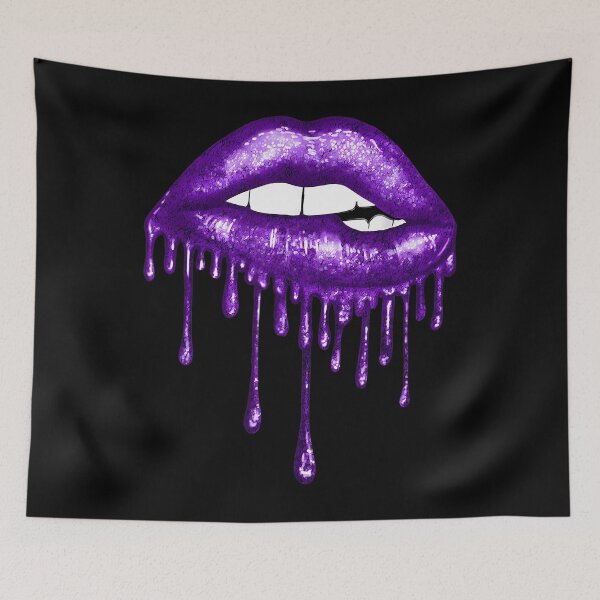 Item preview, Purple Dripping Biting Lips Faux Lipstick Effect 80s 	 		 designed and sold by mvzonxxqta4.