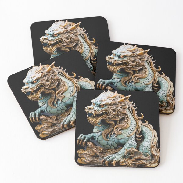 Item preview, Temple Guardian: Fierce Fu Dog in Jade and Gold designed and sold by Dominik1994.