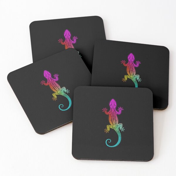 Item preview, Neon Tribal Lizard – Vibrant Abstract Glow on Black Background designed and sold by PixelVibe782.