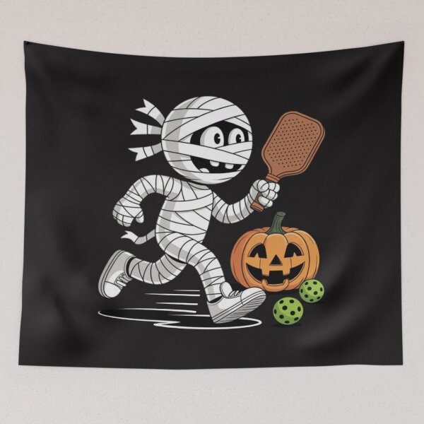 Aperçu de l'œuvre Momie drôle de joueur de pickleball pour Halloween pour Spooky Court créée et vendue par Ikwalima.