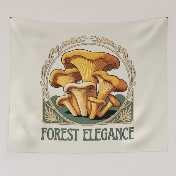 Item preview, Orange and Gold Mushrooms with Forest Border designed and sold by SplashTastic.