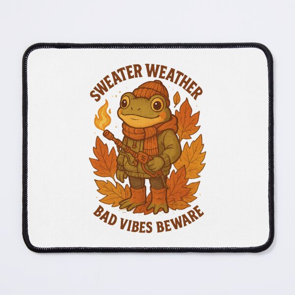 Item preview, Sweater Weather Bad Vibes Beware | Cozy Autumn Frog Cottagecore Design designed and sold by inkoutninja.