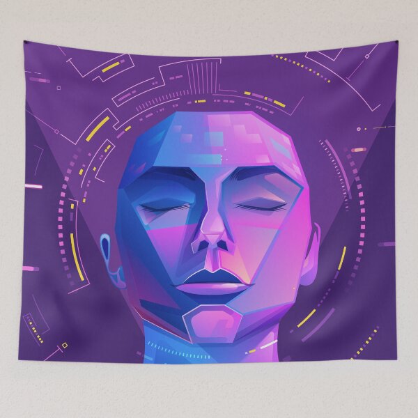 Item preview, concept of machine learning of deep learning, graphic of AI; artificial intelligence head presented in cyberpunk and futuristic element style  designed and sold by NiamLab.
