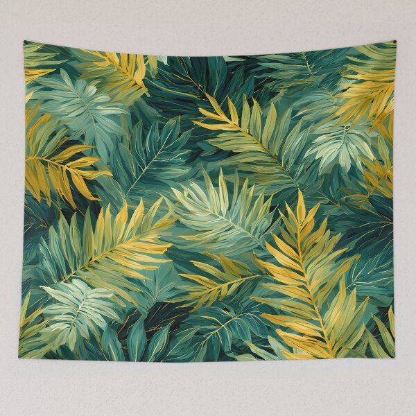 Item preview, Exotic Jungle Leaf Fronds Dark Green and Yellow designed and sold by LeafPrints.