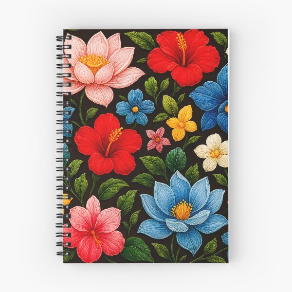 Item preview, Tropical Floral Embroidery Pattern – Hibiscus & Lotus designed and sold by jutharat456.