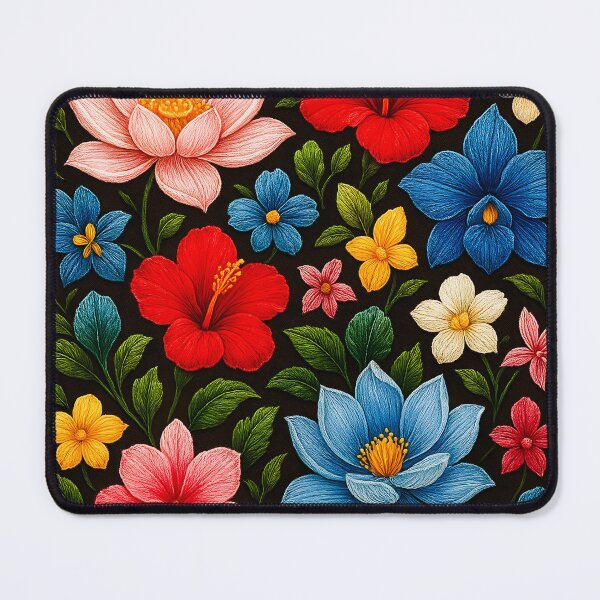 Item preview, Tropical Floral Embroidery Pattern – Hibiscus & Lotus designed and sold by jutharat456.