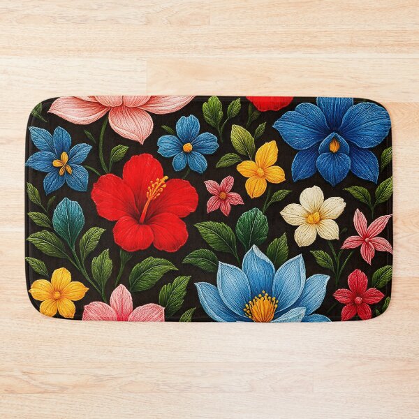 Item preview, Tropical Floral Embroidery Pattern – Hibiscus & Lotus designed and sold by jutharat456.