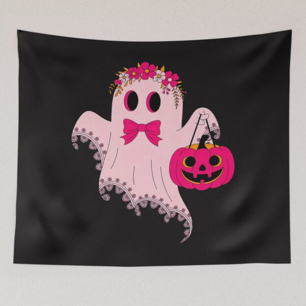 Item preview, Girl Coquette Ghost Halloween Pink Ghost Spooky Lace Ghost designed and sold by CraftyCuttable.