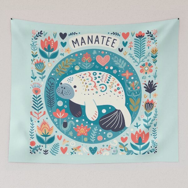Item preview, Manatee - Hope for Wildlife Scandinavian Folk Art by heidiannemorris © designed and sold by FOLK ART FUSION by heidiannemorris.