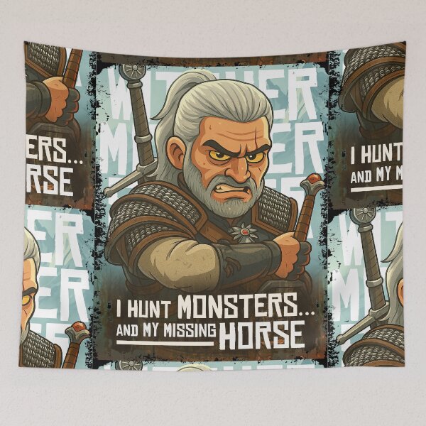 Item preview, I Hunt Monsters and my missing Horse Funny Retro Gaming Art  designed and sold by Back2Collage.