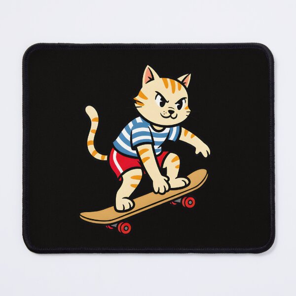 Item preview, CARTOON OF A CUTE CAT ON A SKATEBOARD designed and sold by infinitearte.