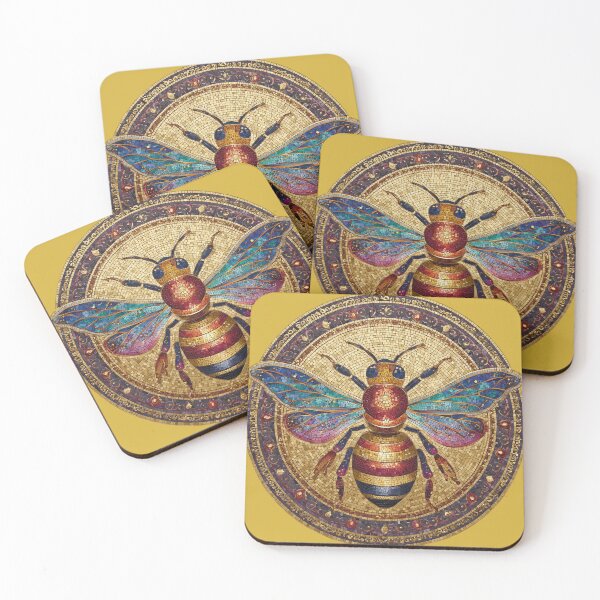Item preview, Mosaic Honey Bee Art – Golden Insect Design designed and sold by ArgentoArt.