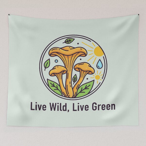 Item preview, Orange Mushrooms with Leaf Border, Sun, and Water Element designed and sold by SplashTastic.
