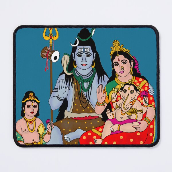 Item preview, Shiva Family Divine Artwork | Lord Shiva Parvati Ganesha Kartikeya Nandi designed and sold by Harshit_Digital_Arts.
